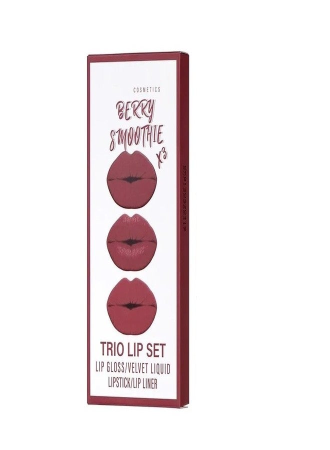 RedOak 3 In 1 Lip Gloss Set With Matte Lipstick,Moisturizing Lip Gloss And 2mm Lip Liner - Berry Smoothie - Image 3