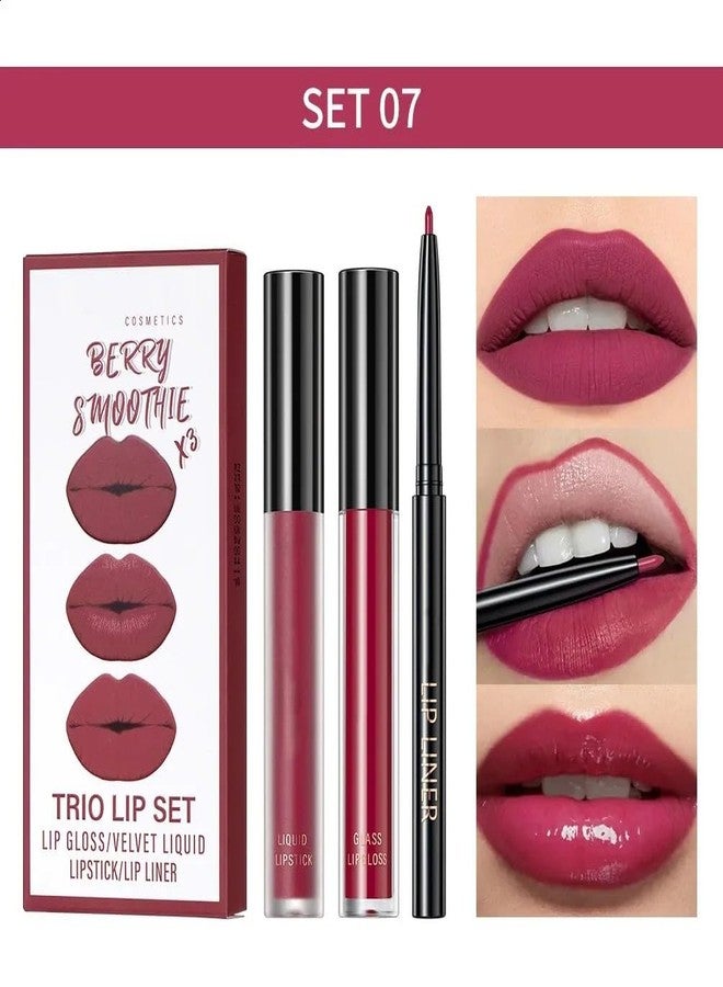 RedOak 3 In 1 Lip Gloss Set With Matte Lipstick,Moisturizing Lip Gloss And 2mm Lip Liner - Berry Smoothie - Image 5