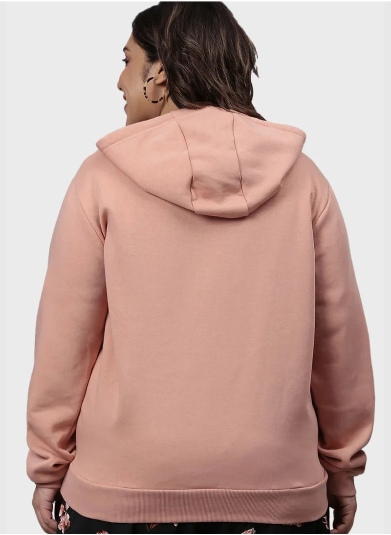 Instafab Plus Front Pocket Printed Hoodie