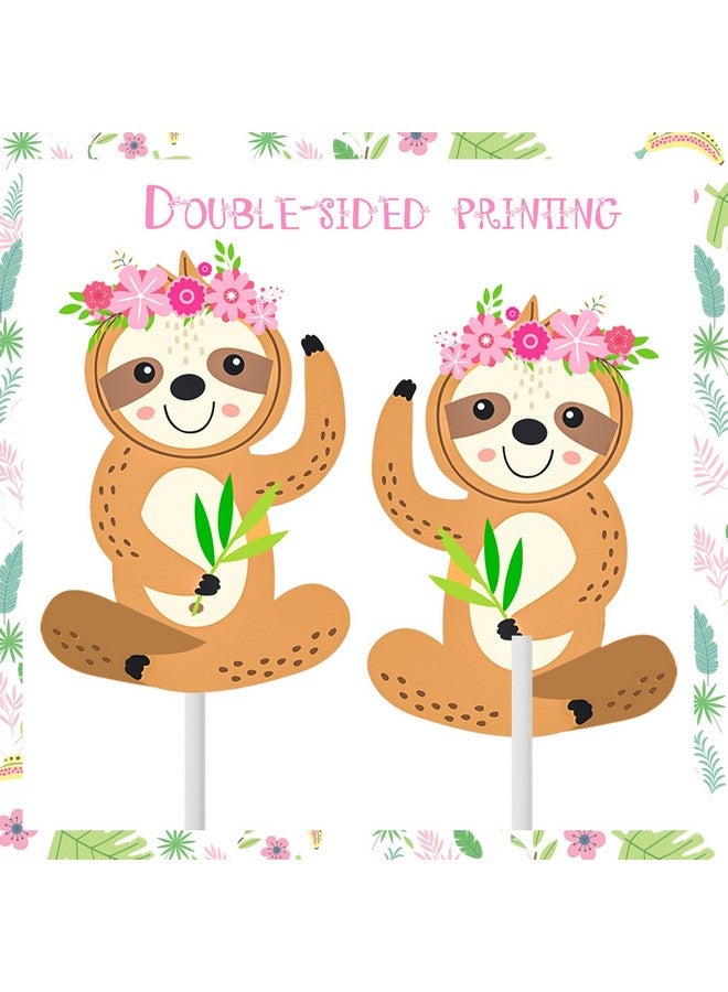 umoni 24Pcs Sloth Cupcake Toppers Decorations Sloth Birthday Party Supplies Sloth Party Decorations For Kids Girls Sloth Theme Cute Animal Theme Birthday Party Wedding Baby Shower Supplies - Image 4