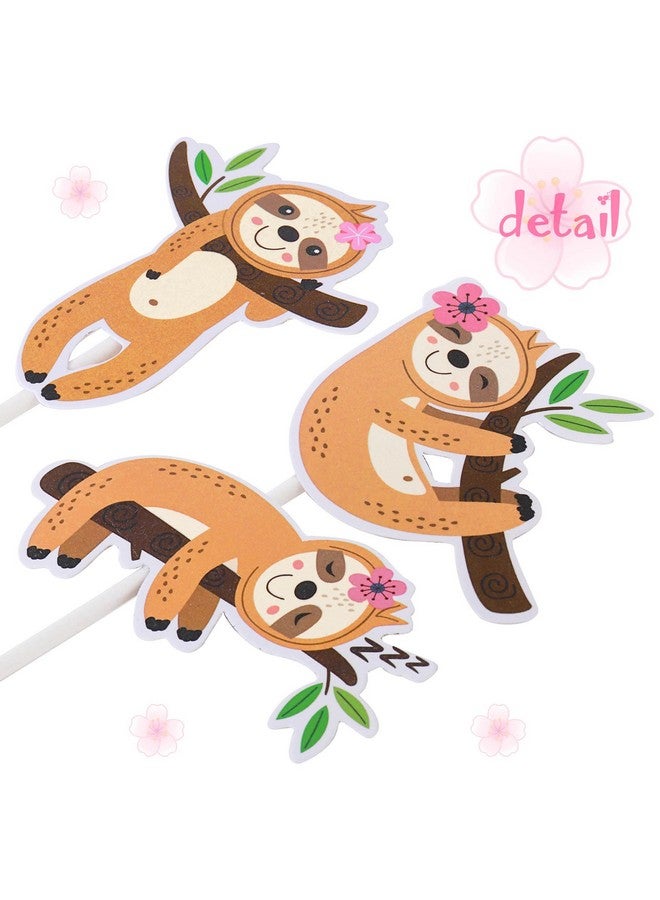 umoni 24Pcs Sloth Cupcake Toppers Decorations Sloth Birthday Party Supplies Sloth Party Decorations For Kids Girls Sloth Theme Cute Animal Theme Birthday Party Wedding Baby Shower Supplies - Image 5