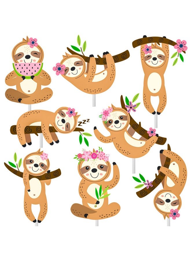 umoni 24Pcs Sloth Cupcake Toppers Decorations Sloth Birthday Party Supplies Sloth Party Decorations For Kids Girls Sloth Theme Cute Animal Theme Birthday Party Wedding Baby Shower Supplies - Image 2