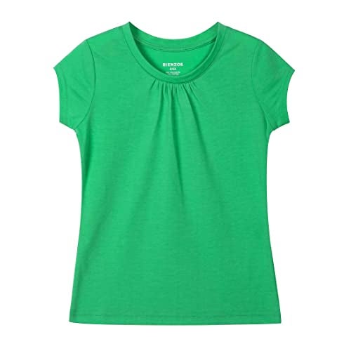 Bienzoe Girl School Uniform Breathable Quick-Dry Short Sleeve T-Shirt Pack G Black Crocus Light Green Size 10-12 - Image 5