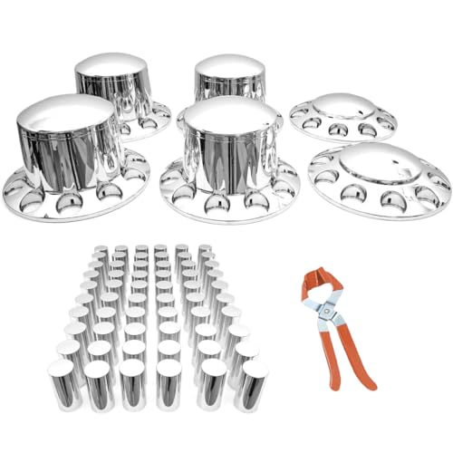 JESONN 33mm Chrome ABS Plastic Axle Cover Combo Kit Thread On Lug Nut Covers with 2 Front and 4 Rear Axle Wheel Cover Removable Hub Caps for Semi Trucks (Standard-ACN35) - Image 5