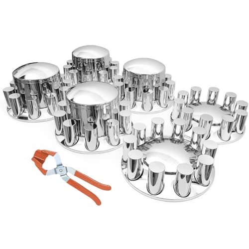 JESONN 33mm Chrome ABS Plastic Axle Cover Combo Kit Thread On Lug Nut Covers with 2 Front and 4 Rear Axle Wheel Cover Removable Hub Caps for Semi Trucks (Standard-ACN35) - Image 1