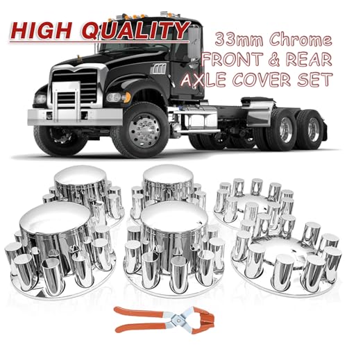 JESONN 33mm Chrome ABS Plastic Axle Cover Combo Kit Thread On Lug Nut Covers with 2 Front and 4 Rear Axle Wheel Cover Removable Hub Caps for Semi Trucks (Standard-ACN35) - Image 4