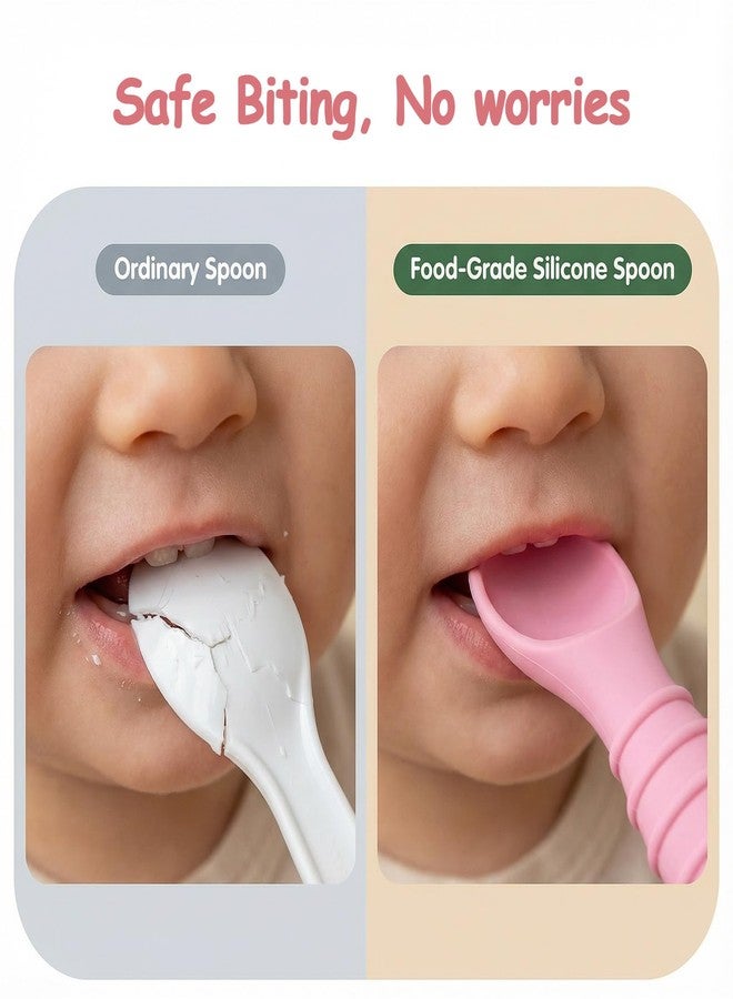 SFCCMM 5 Pack Baby Spoons First Stage Feeding - Soft Silicone Self Feeding Training Utensils for Infant & Toddler - BPA Free BLW Weaning Supplies with Choke Guard - Dishwasher Safe Gentle on Gums - Image 3