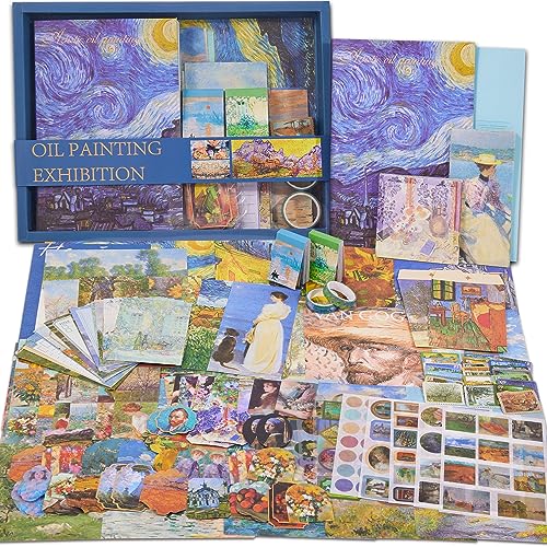 emmoolife Scrapbooking Supplies Kit Plus 480Pcs, Vintage Van Gogh Oil Painting Aesthetic Scrapbook Kit for Bullet Junk Journal, DIY Journaling Supplies, Stationery, A5 Grid Notebook, Craft Gift Kid Girl - Image 1