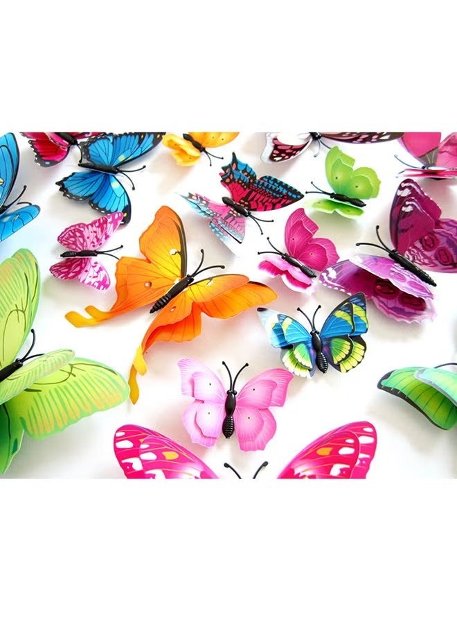 12-Piece 3D Butterfly Decorative Wall Sticker Set Multicolour 10 x 5cm - Image 4