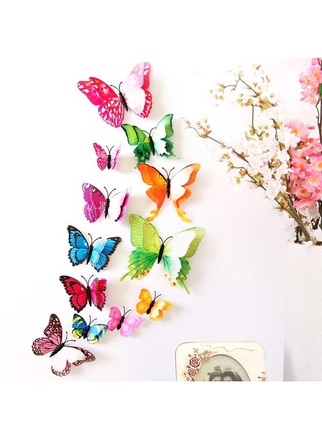 12-Piece 3D Butterfly Decorative Wall Sticker Set Multicolour 10 x 5cm - Image 1