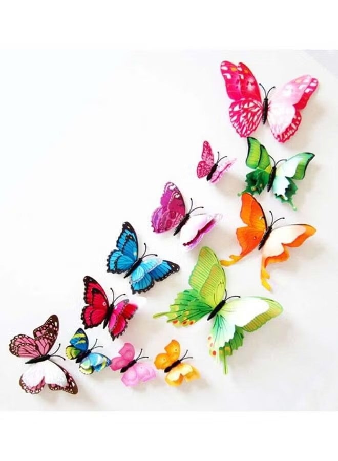 12-Piece 3D Butterfly Decorative Wall Sticker Set Multicolour 10 x 5cm - Image 2