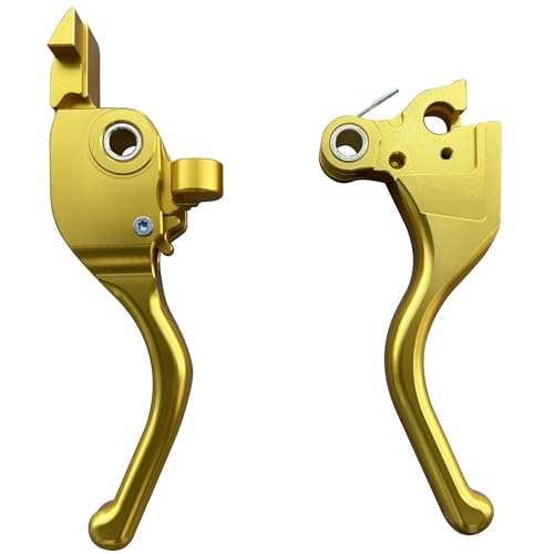 COKTNNI Motorcycle 3 Finger Clutch Brake Lever CNC Short Hand Clutch Brake Lever Fit for 20242025 Harley Road Glide Street Glide Road Glide CVO Road Glide ST Gold - Image 1