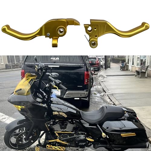 COKTNNI Motorcycle 3 Finger Clutch Brake Lever CNC Short Hand Clutch Brake Lever Fit for 20242025 Harley Road Glide Street Glide Road Glide CVO Road Glide ST Gold - Image 3
