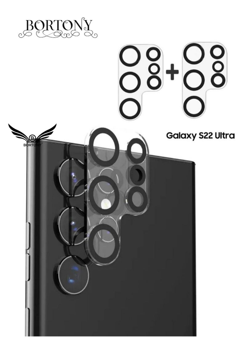 Pack of 2+2 Screen Protector and Camera Lens Protector for Samsung Galaxy S22 Ultra 5G (6.8") 3D Full Coverage,Shell Friendly, 9H Hardness, Easy To Install Screen Protector
