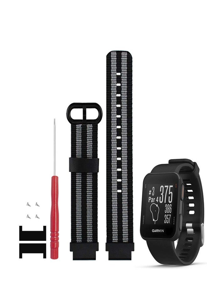 C2D JOY Classic Nylon Weave Band Compatible with Garmin Forerunner 35 Approach S10 Watch Band Replacement Accessory Smartwatch Strap with Adapters - Small (Black/Gray) - Image 1