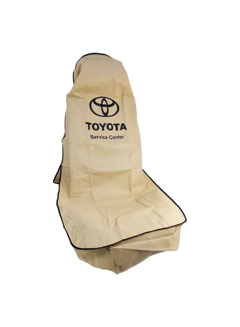 تويوتا غطاء حماية من الغبار لمقعد السيارة ، حماية إضافية لمقعدك طقم قطعتين ، غطاء مقعد سيارة عالمي ، بيج - Image 4