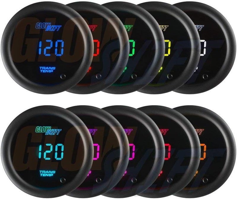 GLOWSHIFT 10 Color Digital 300F Transmission Temperature Gauge Kit - Includes 1/8-27 NPT Electronic Sensor & Wiring - Multi-Color LED Display - Tinted Lens - for Car & Truck - 2-1/16" (52mm) - Image 4