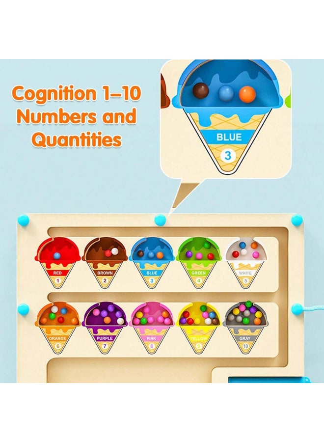 عالية الجودة متاهة الألوان والأرقام المغناطيسية، ألعاب مطابقة العد من مونتيسوري، لوحة ألغاز خشبية لتعلم مطابقة الألوان والعد للأطفال الصغار والأولاد والبنات ومرحلة ما قبل المدرسة من سن 3 إلى 5 سنوات - Image 5