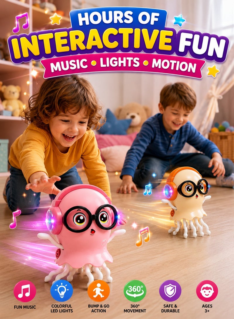 2PCS Musical Jellyfish Toy Bundle with LED Lights, Bump & Go Action & Fun Music for Kids Ages 3+ - Image 3