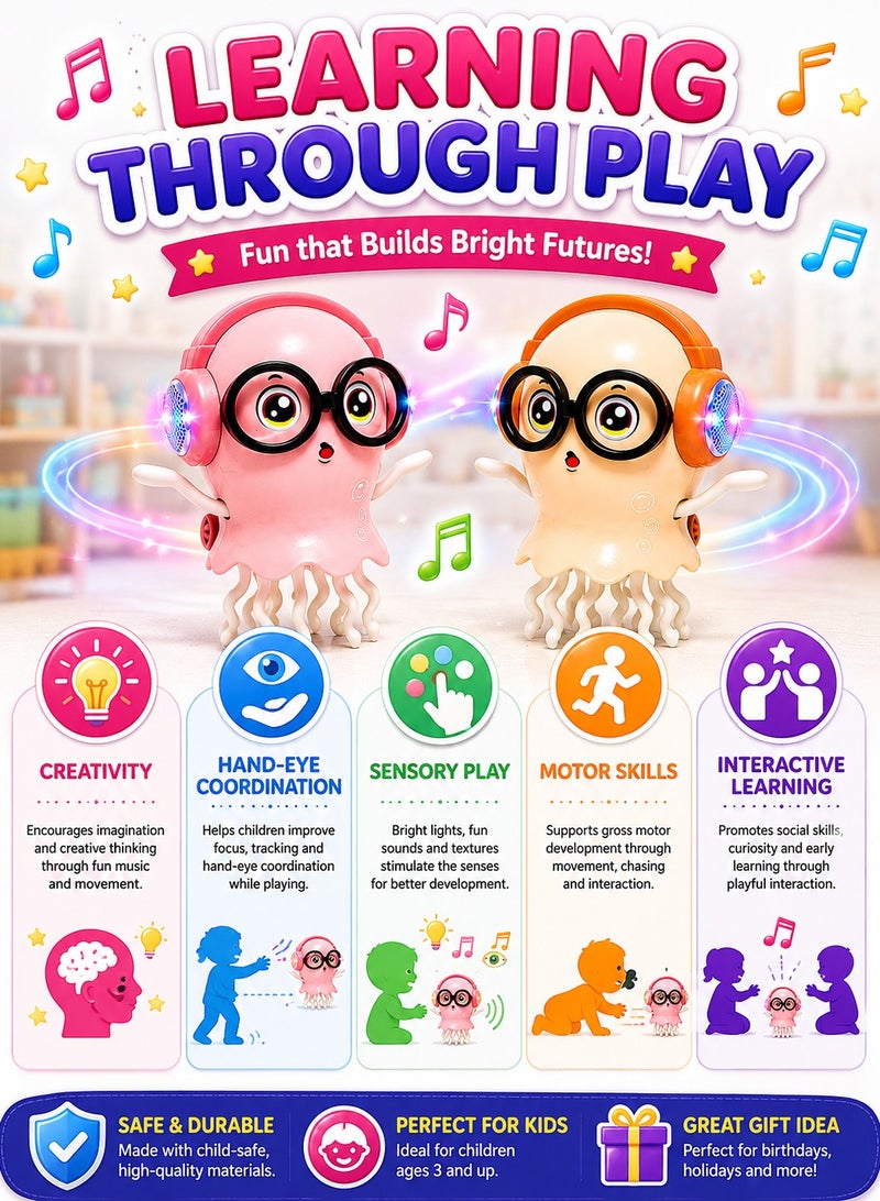 2PCS Musical Jellyfish Toy Bundle with LED Lights, Bump & Go Action & Fun Music for Kids Ages 3+ - Image 4
