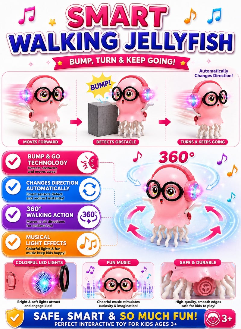 2PCS Musical Jellyfish Toy Bundle with LED Lights, Bump & Go Action & Fun Music for Kids Ages 3+ - Image 5