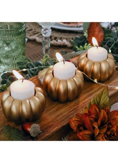 Kate Aspen Kate Aspen 2-in-1 Gold Pumpkin Candlestick Holders, Taper Candle, Tealight & Votive Candle Holders (Set of 6), Dining Table Decor, Shelf Decor, Centerpiece  - Image 2