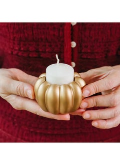 Kate Aspen Kate Aspen 2-in-1 Gold Pumpkin Candlestick Holders, Taper Candle, Tealight & Votive Candle Holders (Set of 6), Dining Table Decor, Shelf Decor, Centerpiece  - Image 4