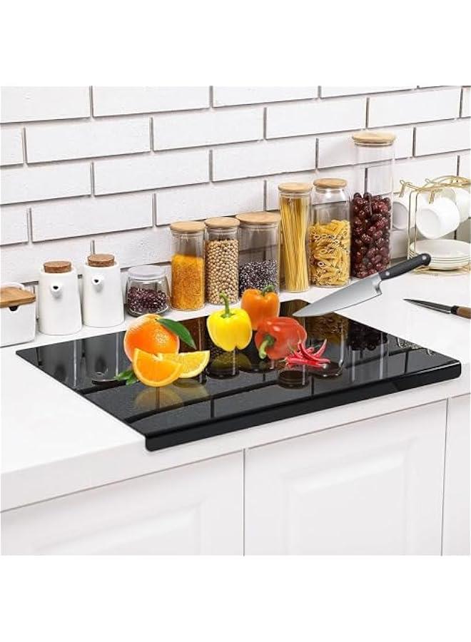 HOOKOR Acrylic Cutting Board with Counter Lip,35x45CM Large Clear Cutting Board for Kitchen Countertop,Non-Slip,6mm Thicker,Perfect for Bread,Meat,Veggies & More,Kitchen Essential Gadgets & Decor - Image 1
