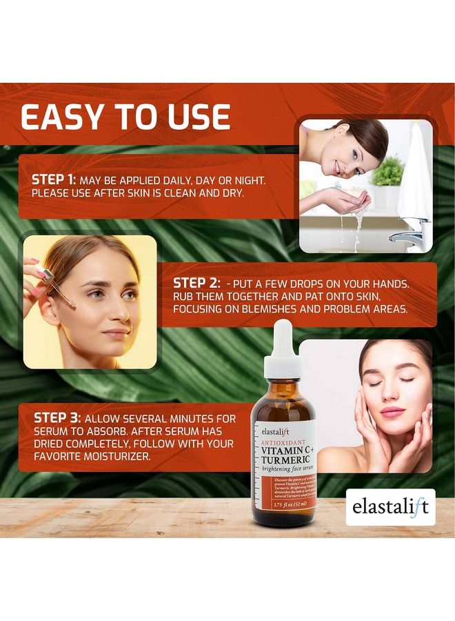 elastalift Concentrated Vitamin C + Turmeric Oil Anti Aging Facial Serum Skin Care Booster Promote Clear & Brighten Skin Tone Hydrate Dry Skin Fight Redness Restore Skin Strength 1.75 Fl Oz - Image 5