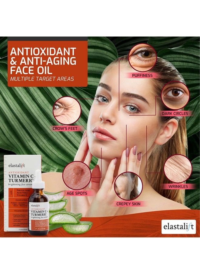 elastalift Concentrated Vitamin C + Turmeric Oil Anti Aging Facial Serum Skin Care Booster Promote Clear & Brighten Skin Tone Hydrate Dry Skin Fight Redness Restore Skin Strength 1.75 Fl Oz - Image 4