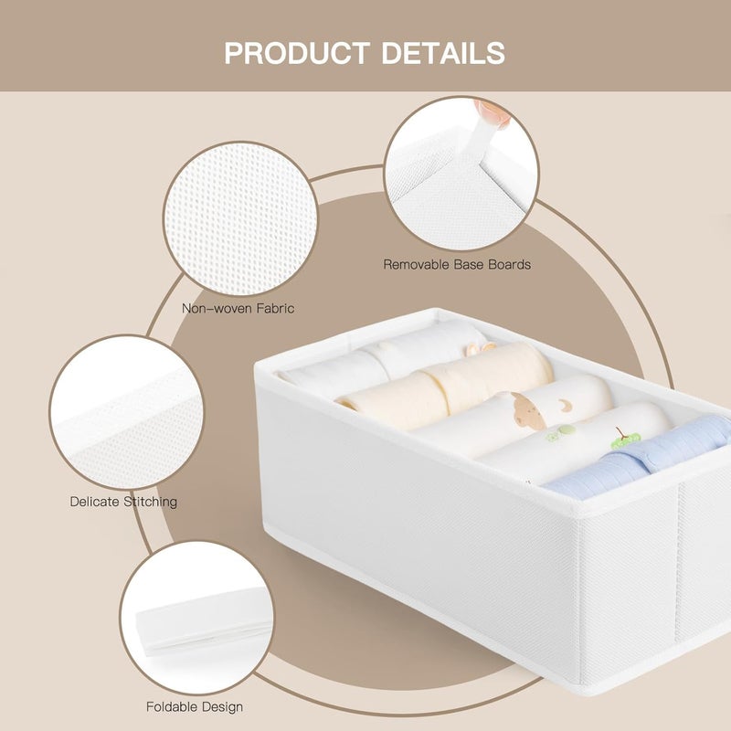 Drawer Organizer Clothes, 10 Pack Dresser Organizer for Baby Clothes, Underwear, Sock- Foldable Closet Organization and Storage Dividers Bins for Nursery, Bedroom (White, 10PACK) - Image 4