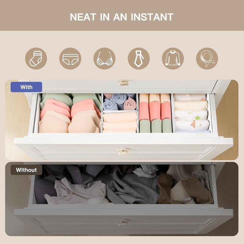Drawer Organizer Clothes, 10 Pack Dresser Organizer for Baby Clothes, Underwear, Sock- Foldable Closet Organization and Storage Dividers Bins for Nursery, Bedroom (White, 10PACK) - Image 3