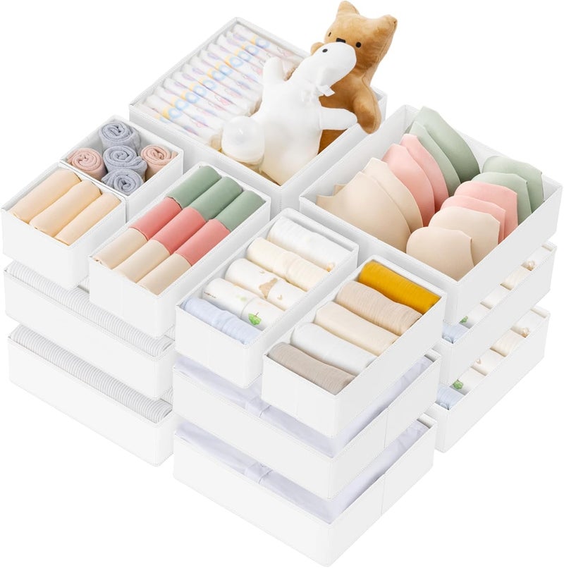 Drawer Organizer Clothes, 10 Pack Dresser Organizer for Baby Clothes, Underwear, Sock- Foldable Closet Organization and Storage Dividers Bins for Nursery, Bedroom (White, 10PACK) - Image 1