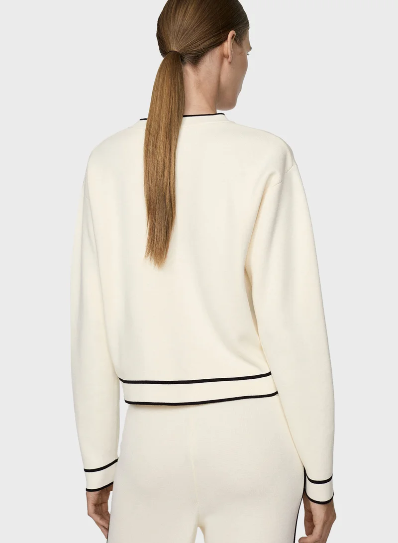 مانجو Contrast Trim Sweater