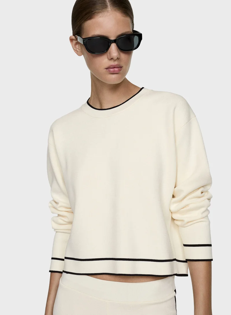 مانجو Contrast Trim Sweater