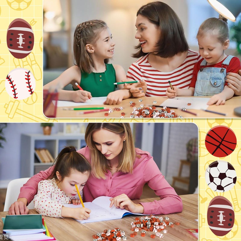 JUNEBRUSHS 150Pcs Football Erasers Mini Erasers for Kids Bulk Novelty Sports Pencil Erasers for Student Classroom Prizes Homework Rewards Gifts Sports Football Party Favors - Image 5