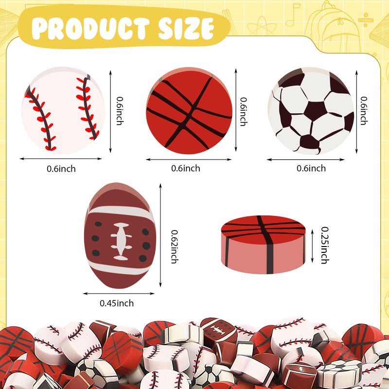 JUNEBRUSHS 150Pcs Football Erasers Mini Erasers for Kids Bulk Novelty Sports Pencil Erasers for Student Classroom Prizes Homework Rewards Gifts Sports Football Party Favors - Image 2