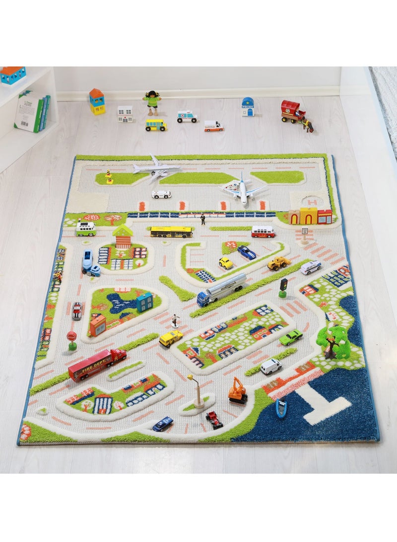 IVI 3D Play Carpet Mini City - Medium | Blue | Activity Playmat for Kids & Children | Bedroom, Living Room, Nursery Rug | Polypropylene | Foldable | 150 cm x 100 cm - Image 1