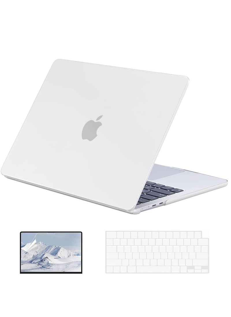 Generic 3 in 1  15" Macbook Air Hard Case Compatible with 2023 Release M2 Chip A2941 and 2024 Release M3 Chip A3114 and 2025 Release M4 Chip A3241, Hard Shell Case & Keyboard Cover & Screen Film for New Mac Air 15 inch Frosted Clear  - Image 1