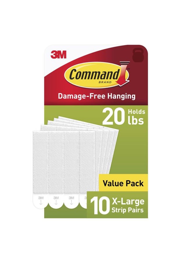 Command 20 lb XL Heavyweight Picture Hanging Strips 10 Pairs (20 Command Strips), Damage-Free Hanging Picture Hangers, Heavy Duty Wall Hanger for Home Decor, White Adhesive - Image 1