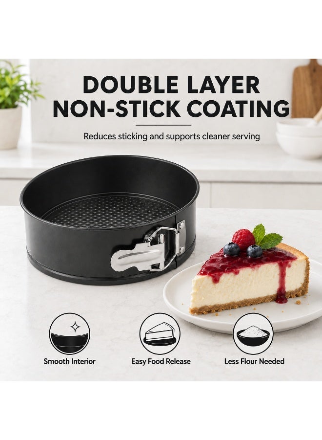 BLACKSTONE Nonstick Springform Cake Pan, 20 cm, Removable Base, Oven Safe Up to 230C, Carbon Steel Cheesecake Baking Mold, Black, BSF0702 - Image 2