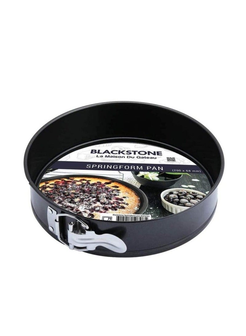 BLACKSTONE Nonstick Springform Cake Pan, 20 cm, Removable Base, Oven Safe Up to 230C, Carbon Steel Cheesecake Baking Mold, Black, BSF0702 - Image 1