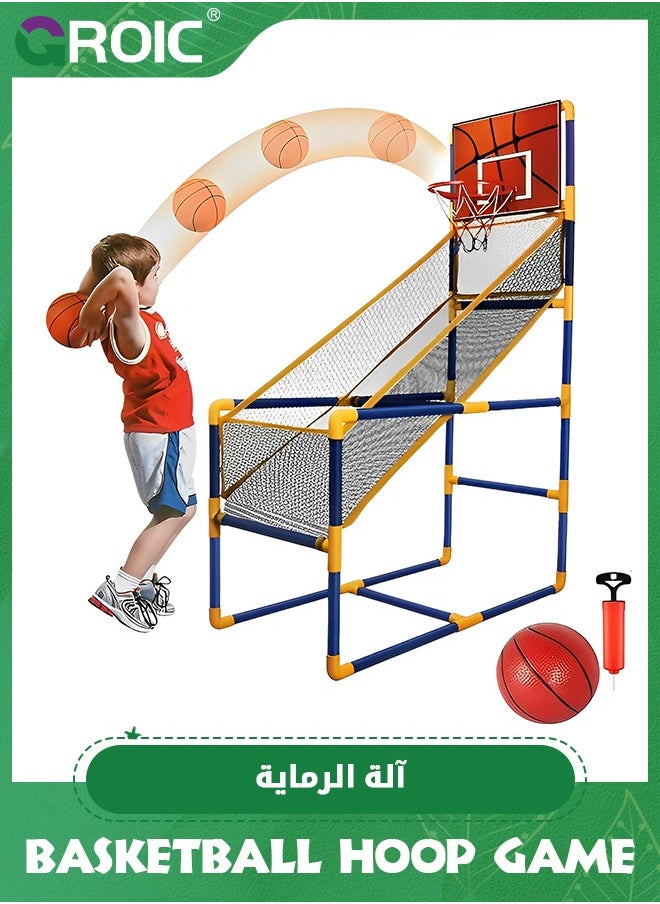 GROIC Arcade Basketball Game Set with Balls and Hoop for Kids,Basketball Hoop Game Set,Indoor Outdoor Basketball Goal Toy,Adjustable Height Basketball Stand  - Image 1