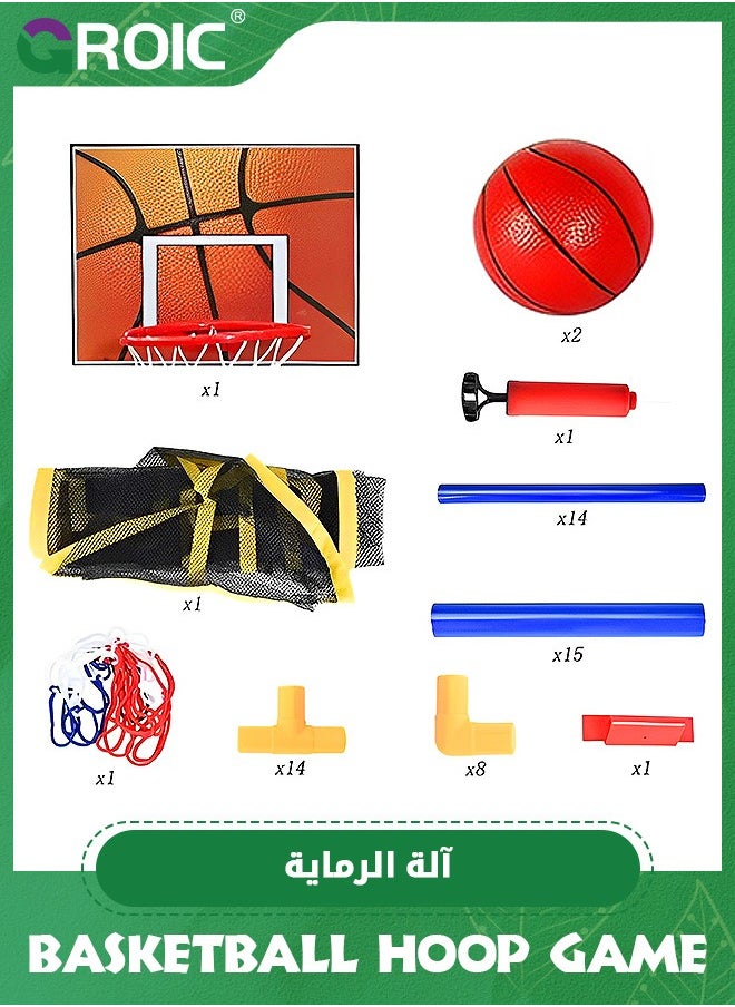 GROIC Arcade Basketball Game Set with Balls and Hoop for Kids,Basketball Hoop Game Set,Indoor Outdoor Basketball Goal Toy,Adjustable Height Basketball Stand  - Image 2