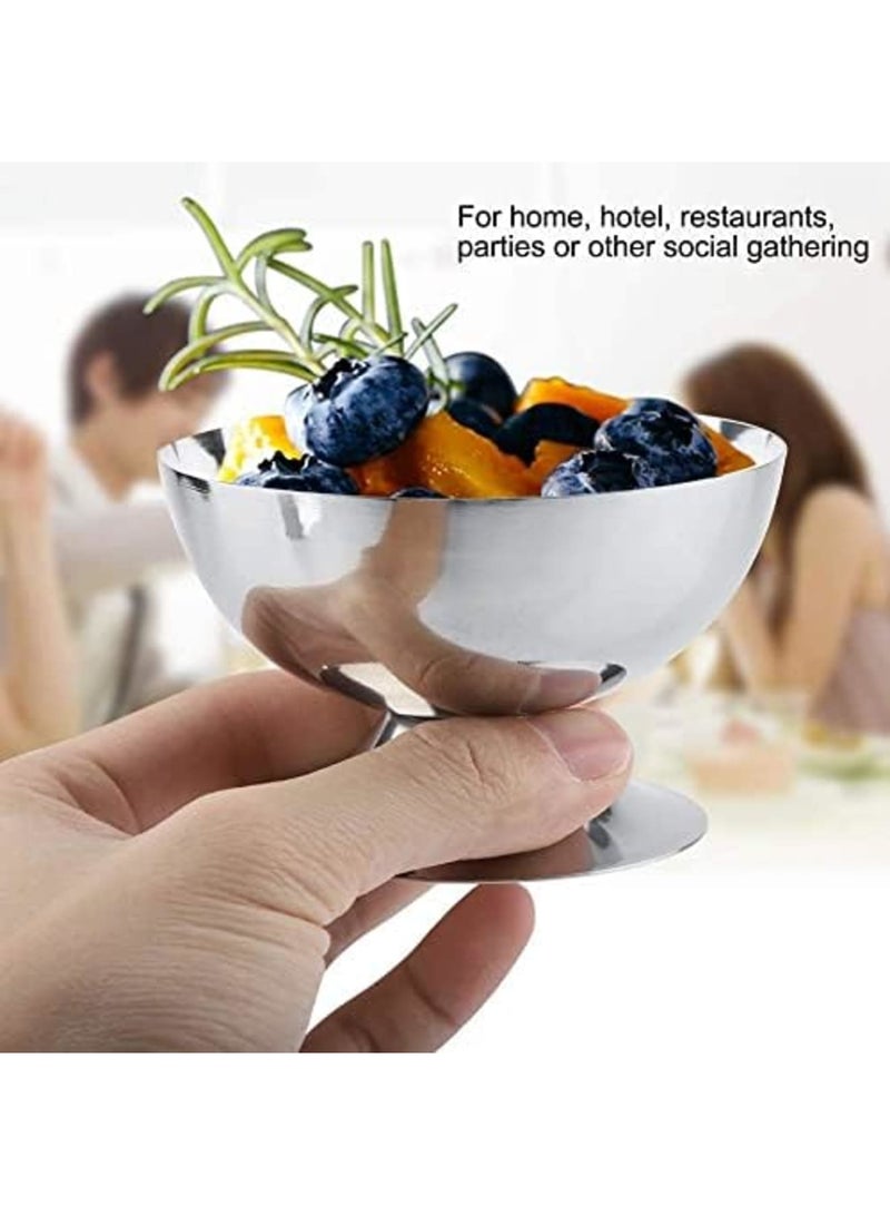 SYOSI 4Pcs Ice Cream Cups, Stainless Steel Serving Dessert Bowls, Mini Round Footed Yogurt Snack Cups for Salad, Fruit, Pudding, and Sauce, Ideal for Birthdays and Parties (Silver) - Image 3