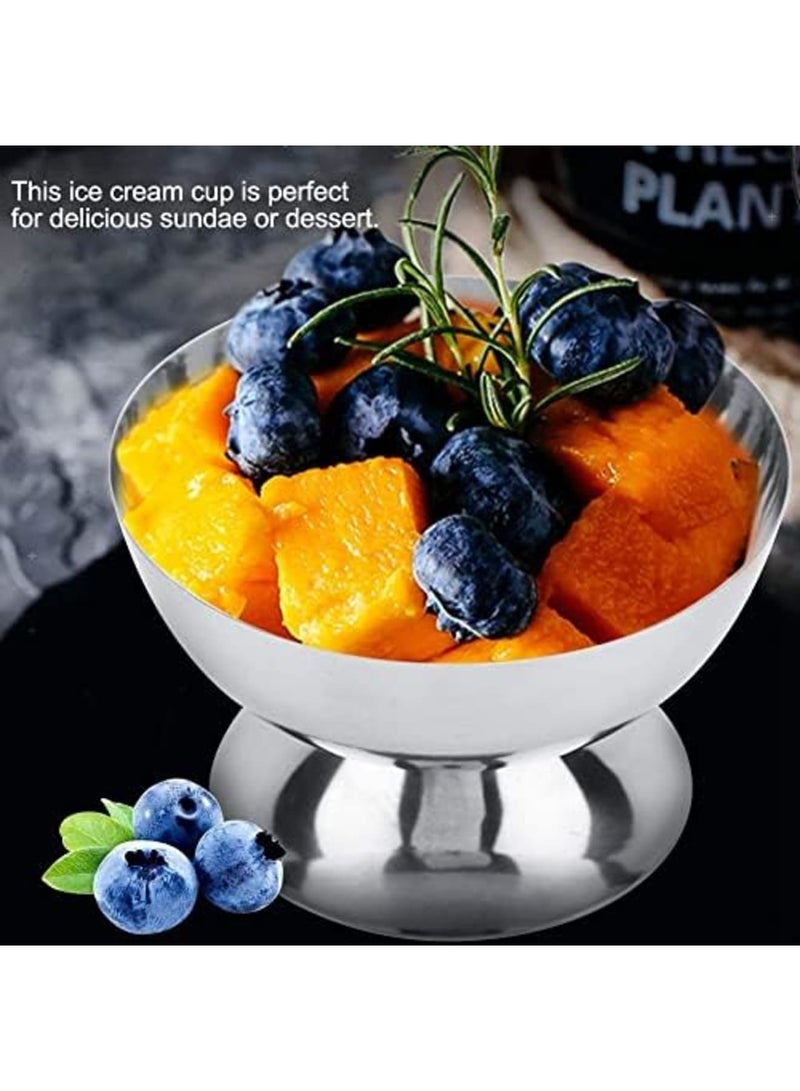 SYOSI 4Pcs Ice Cream Cups, Stainless Steel Serving Dessert Bowls, Mini Round Footed Yogurt Snack Cups for Salad, Fruit, Pudding, and Sauce, Ideal for Birthdays and Parties (Silver) - Image 4