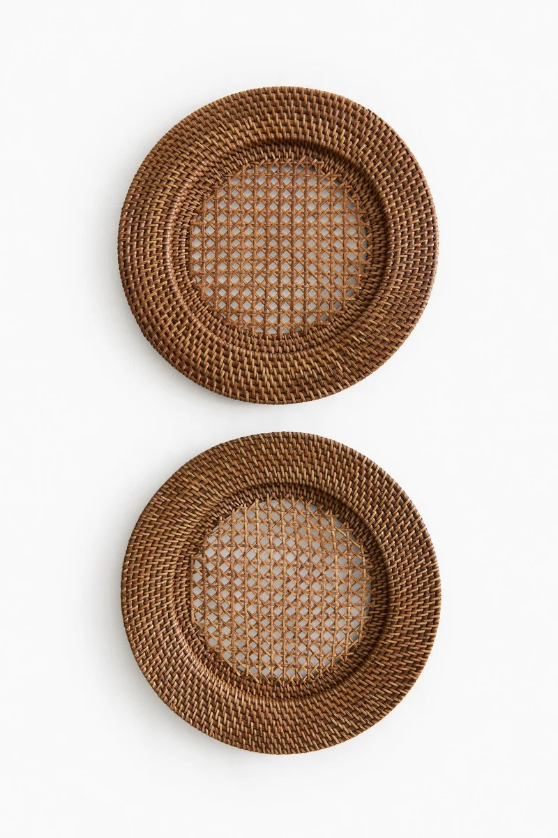 H&M 2-pack rattan charger plates