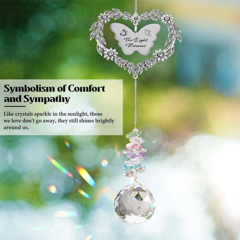 Elivida Sympathy Gift for Lose of Loved Ones, Grief Memorial Suncatcher Ornament for Loss of Mom Dad, Bereavement Crystal Rainbow Maker, Unique Heart Shaped Hanging Decorations for Daily Remembrance - Image 2