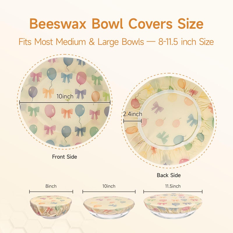 Nedsewor Beeswax Bowl Covers for Bread Proofing (2 Pack, 10 Inch) â€“ Reusable Cotton Sourdough Bread Covers with Elastic Edge, Ideal Bowl Caps for Mixing Containers & Bread Proofing Baskets - Image 2