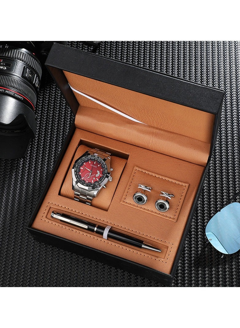 Gift Set Men's Watch 3 Piece Set Watch with Pen on Set - Image 1